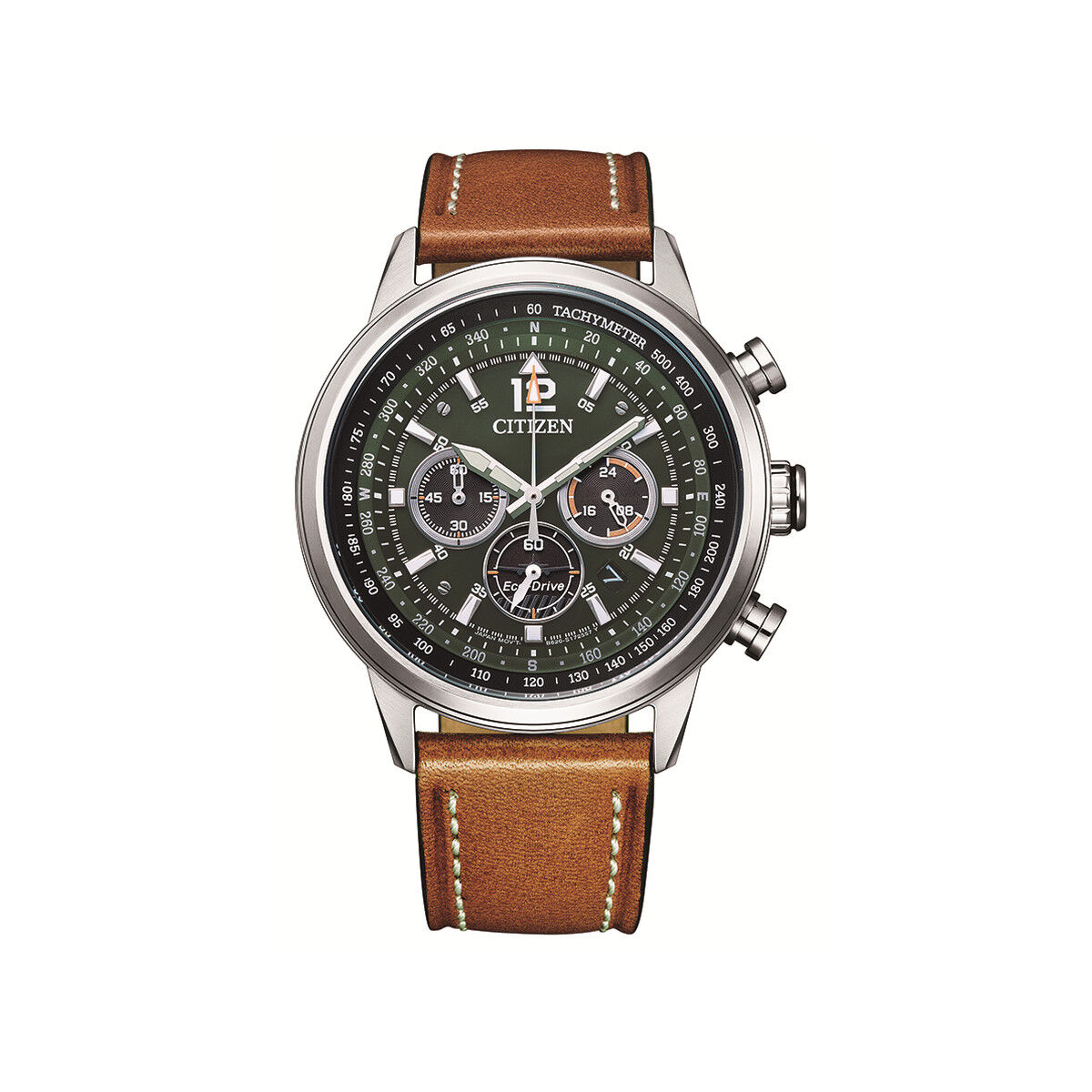 Citizen Montre Citizen homme chronographe Eco-Drive acier cuir marron- MATY