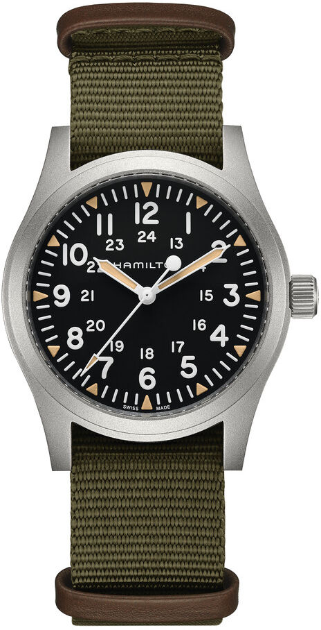 HAMILTON Montre Hamilton homme mÃ©canique acier tissu vert kaki- MATY