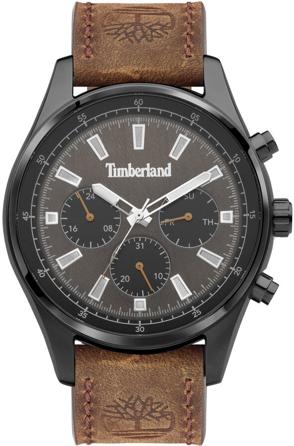 TIMBERLAND Montre Timberland homme multifonction acier bracelet cuir marron- MATY