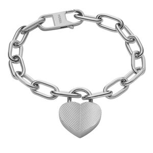 Fossil Armbanduhr - Harlow Linear Texture Heart Stainless Steel Statio - Gr. M - in Silber - für Damen