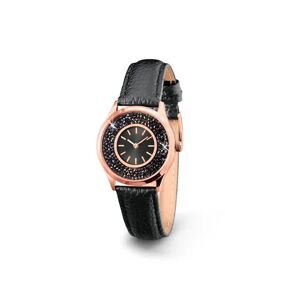 Tchibo - Damenuhr mit Lederarmband und Swarovski® Kristallen - Schwarz Glas   female