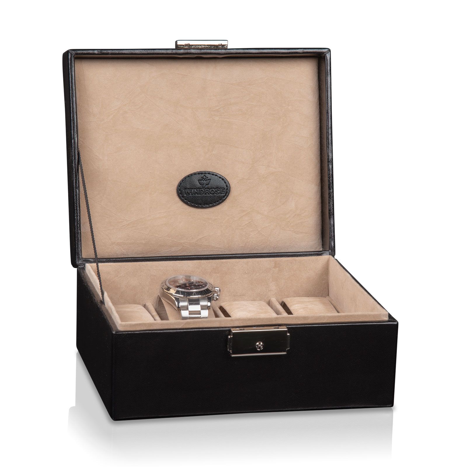 Windrose Uhrenbox Merino 8 - Schwarz