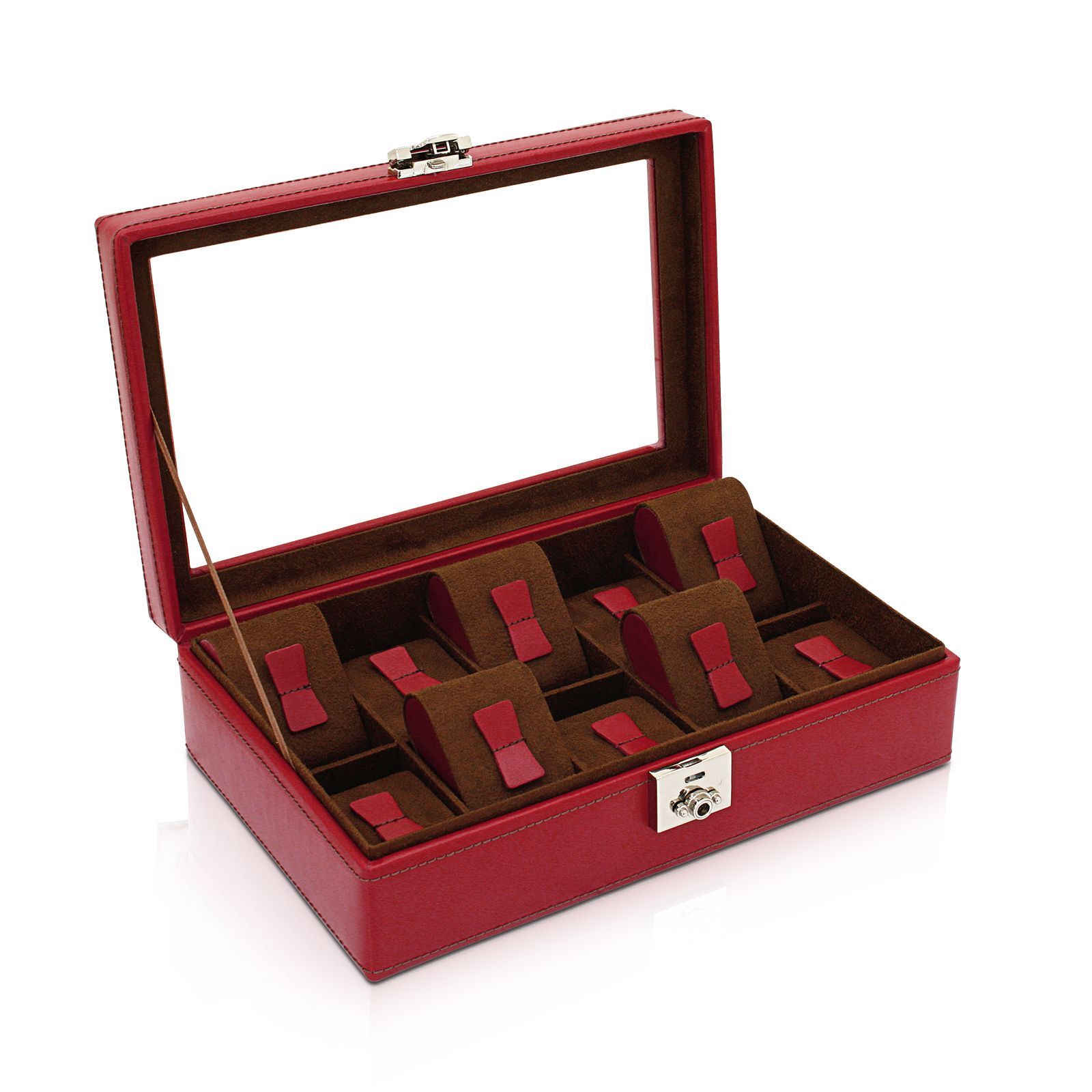 Friedrich Uhrenbox mit Sichtfenster Cordoba 10 - Rot