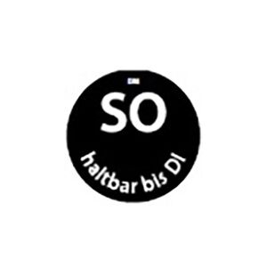500 Day Mark Etiketten Ø 19 mm schwarz Dissolve Mark SO haltbar bis DI, völlig auflösbar