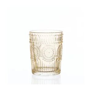Trinkglas gelb 280ml Wasserglas Saftglas Glas Vintage Retro Boho Blumenmuster