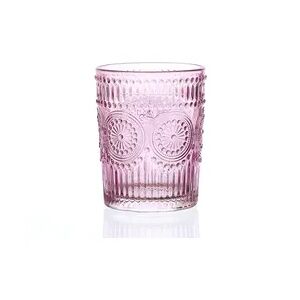 Trinkglas lila 280ml Wasserglas Saftglas Glas Vintage Retro Boho Blumenmuster