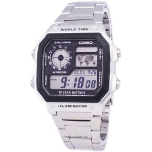 Casio Digital World Time Wr100m Ae-1200whd-1avdf Ae-1200whd-1av Herrenuhr