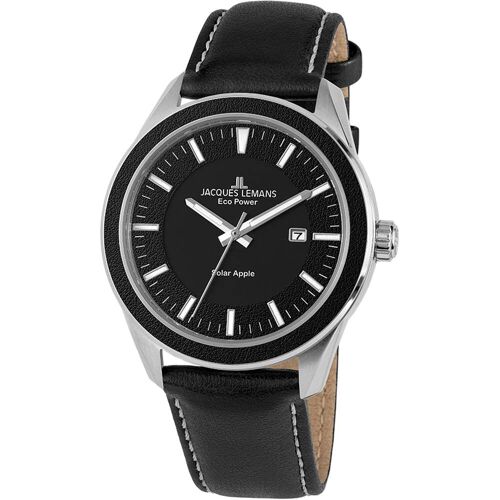 Solaruhr JACQUES LEMANS "Eco Power Solar Apple, 1-2116A" Armbanduhren schwarz Herren Solaruhren