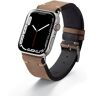 MANUFAKTURWERK Apple Watch Armband Vintage-Strap "UHLENHORST" (Vegetabiles Vintage Leder) – Sand Edelstahl / 42 mm / 44 mm / 45 mm / XL (Large)