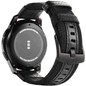 Floveme Glatte nylonarmbånd - Samsung Galaxy Watch S3 Frontier Svart 22mm