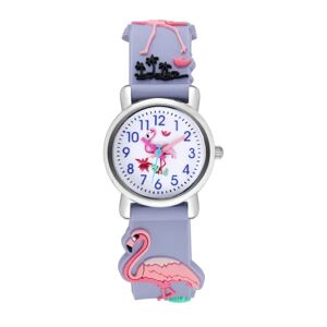 Børneur (lilla, flamingo), børns vandtæt armbåndsur Qua