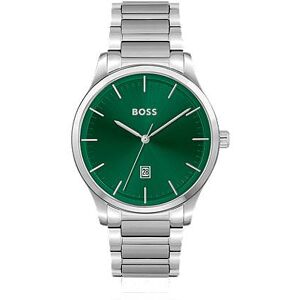 Boss Green-dial watch with silver-tone link bracelet