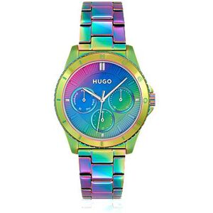 HUGO Link-bracelet watch in rainbow-coloured steel