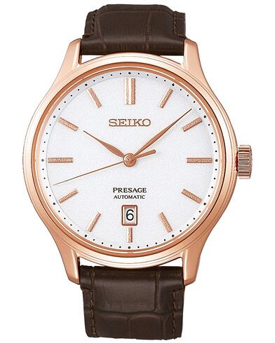 Seiko Presage Automatic 42mm Safir 30m Calf/White Dial men One size