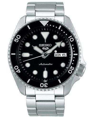 Seiko 5 Sports Mens 43mm 100m Automatic Steel/Black Dial men One size Sølv