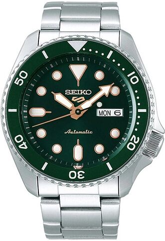 Seiko 5 Sports Mens 43mm 100m Automatic Steel/Green Dial men One size Sølv