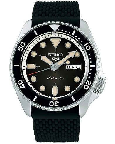 Seiko 5 Sports Mens 43mm 100m Automatic Rubber/Black Dial men One size Sort