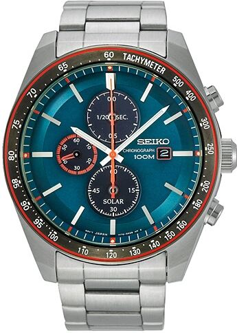 Seiko Solar Chronograph 43mm Steel/Light Blue Dial men One size Blå,Sølv