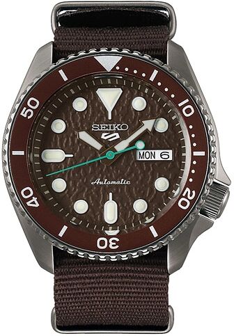 Seiko 5 Sports Mens 43mm 100m Automatic Nato/Brown Dial men One size Brun