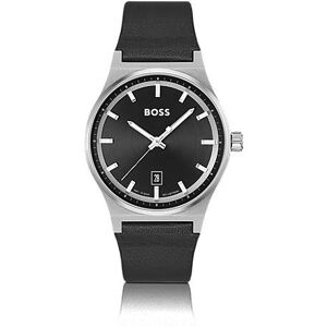 Boss Black-dial watch with leather strap