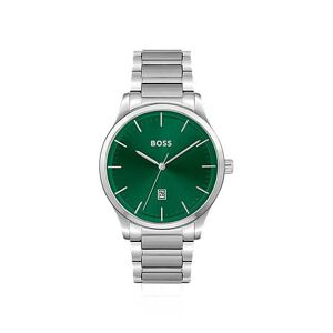 Boss Green-dial watch with silver-tone link bracelet