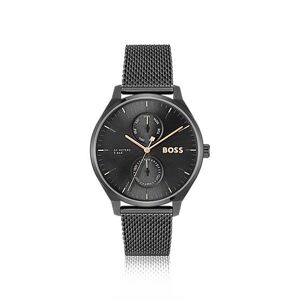 Boss Mesh-bracelet watch with black dial