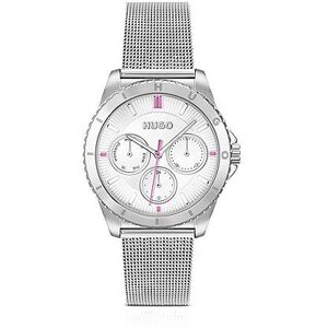 HUGO Mesh-bracelet watch in silver-tone steel with branding