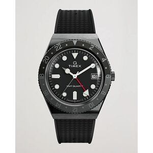 Timex Q Diver GMT 38mm Rubber Strap Black/Grey - Musta - Size: One size - Gender: men