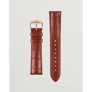 HIRSCH Duke Embossed Leather Watch Strap Golden Brown - Musta - Size: One size - Gender: men