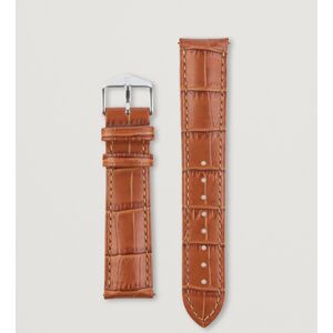 HIRSCH Duke Embossed Leather Watch Strap Honey Brown - Sininen - Size: One size - Gender: men