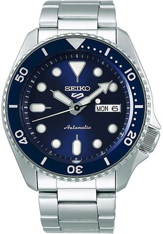 Seiko 5 Sports Mens 43mm 100m Automatic Steel/Blue Dial