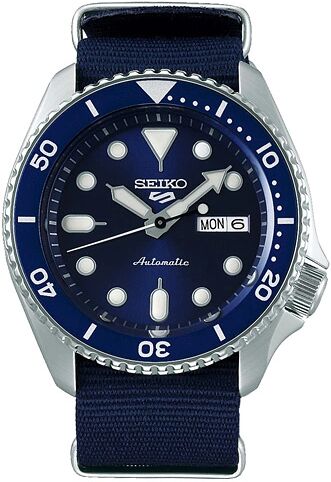 Seiko 5 Sports Mens 43mm 100m Automatic Blue Dial/Nato