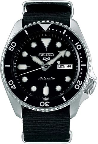 Seiko 5 Sports Mens 43mm 100m Automatic Black Dial/Nato