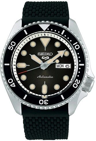 Seiko 5 Sports Mens 43mm 100m Automatic Rubber/Black Dial