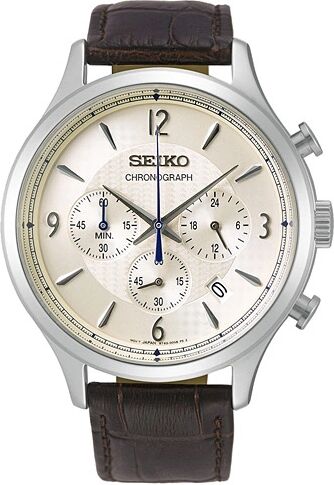 Seiko Chronograph 44mm Calf Leather/Steel Case