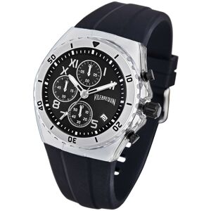 - Montre Homme en Silicone Chronographe noire Cadran Noir Blanc