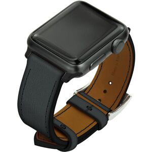 Noreve Bracelet en cuir pour montre Apple Watch – Griffe 1 Negre poudro Boitier - Inserts 42 / 44 / 45 mm noir + boucle ardillon argentée