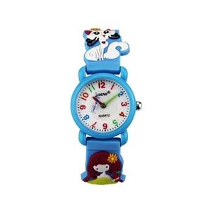 OEM Montre enfant quartz etanche - Motif Fille et chat 3D - Bleu - Publicité