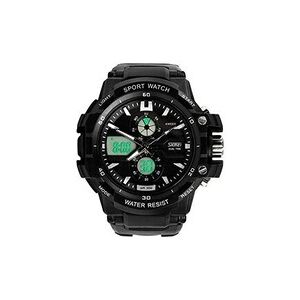 Tonshen montre homme digitale 50m etanche multifonctionnel analogique quartz led double temps plastique caisse et caoutchouc ruban outdoor militaires - Publicité