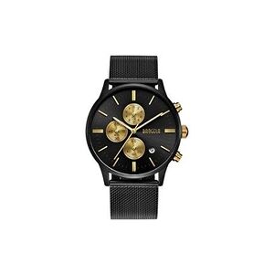 Baogela Montre homme acier inoxydable noir ou montres pour hommes élégant quartz analogique chronographe étanche bande en maille milanaise - Publicité