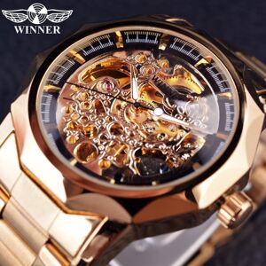 WINNER Squelette automatique montre mécanique gagnant or hommes montres Bracelet en acier inoxydable sport luxe mâle horloge montre-Bracelet chinois - Publicité