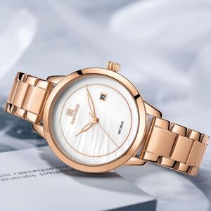 Montres à quartz de luxe pour femmes, montre-bracelet en acier inoxydable, or rose, pour dames