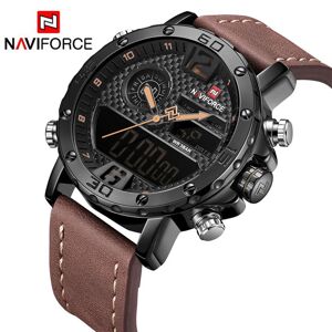 Hommes montres haut de gamme bracelet en cuir Quartz LED horloge numérique montre-bracelet militaire