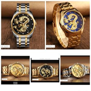 Montres à Quartz de luxe étanche affichage de la Date horloge bracelet montre-bracelet mâle Dragon d or hommes montre - Publicité