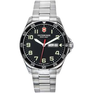 Montre pour homme Victorinox Swiss Army FieldForce en acier inoxydable avec cadran noir et quartz 241849 100M - Publicité