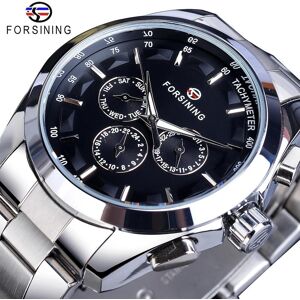 S New Top Montre pour hommes Style d affaires Montre mécanique automatique à trois yeux Six broches Montre pour hommes Montre en acier inoxydable doré Lumineux étanche