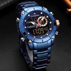 Mens Fashion Dual Display Montres Montre-bracelet numérique de luxe en acier inoxydable