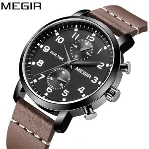 MEGIR 2021 mode montre à Quartz en cuir marron pour hommes étanche chronographe Sport montres homme horloge heure - Publicité