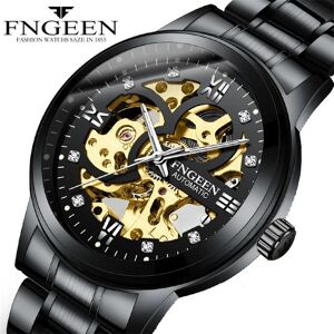 FNGEEN Marque de luxe montre hommes automatique mécanique montres mode décontracté squelette affaires horloge mâle - Publicité
