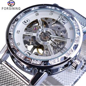 Montre Homme Mode Casual Classique Populaire Maille Ceinture Évider Strass Montre Mécanique